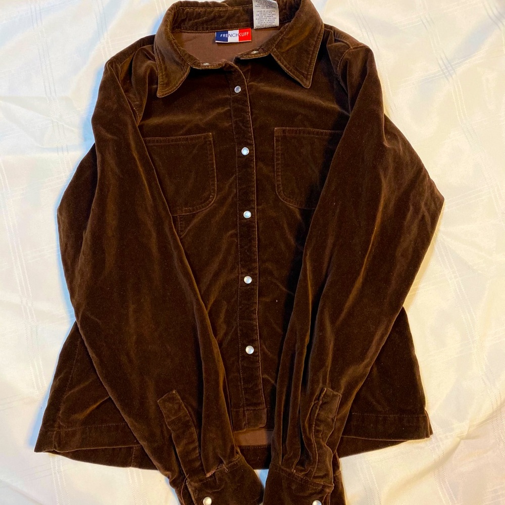Brown button down top